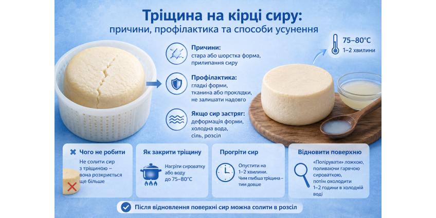 Тріщина на кірці сиру: причини, профілактика та способи виправлення