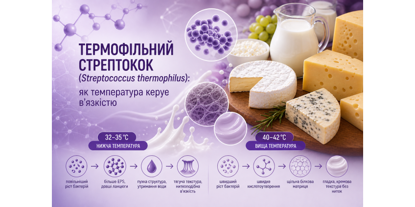 Термофільний стрептокок (Streptococcus thermophilus): як температура керує в’язкістю